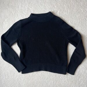 Banana Republic Black Ribbed Mock-Neck Sweater - Women